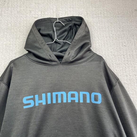 Shimano Cycling / Fishing Outdoors Athletic Hoodie Men Sz L Black w/ Blue Logo** - Picture 2 of 16